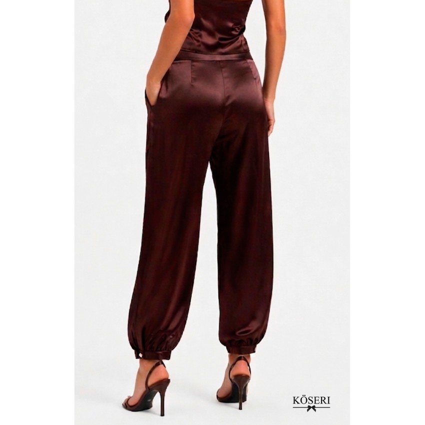 PANTALON SATINADO MARRON