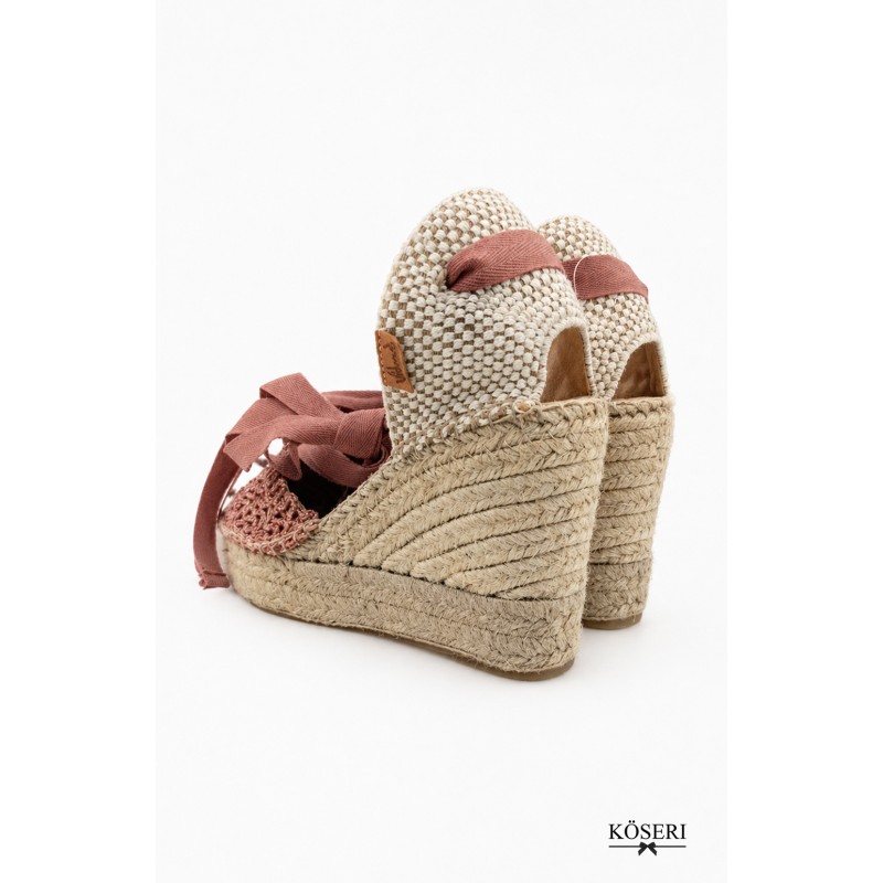 ALPARGATA CUÑA BORDADOS ROSA
