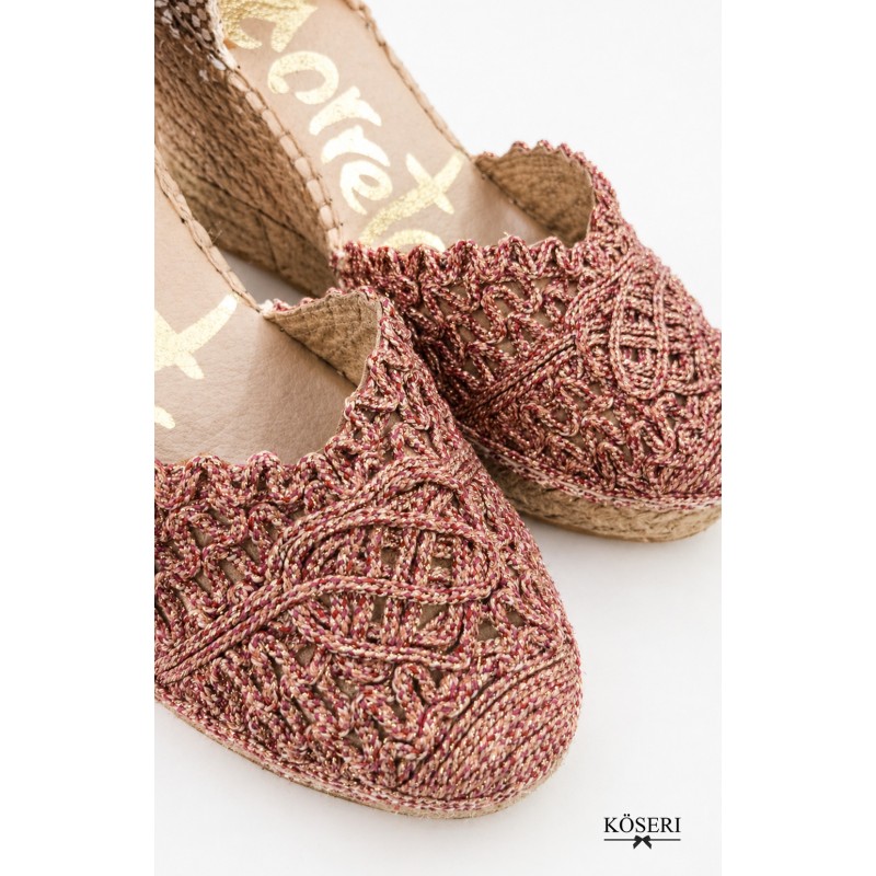 ALPARGATA CUÑA BORDADOS ROSA