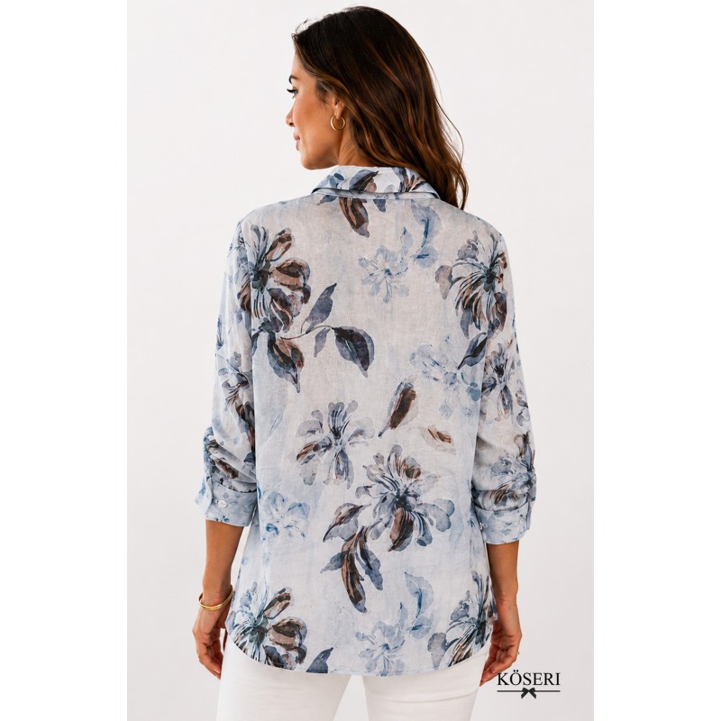 BLUSA CRYSTAL FLORES AZUL
