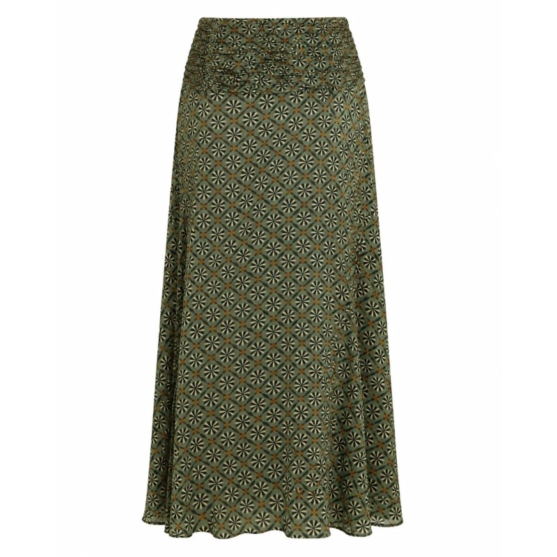 FALDA LARGA FLUIDA ESTAMPADA - VERDE