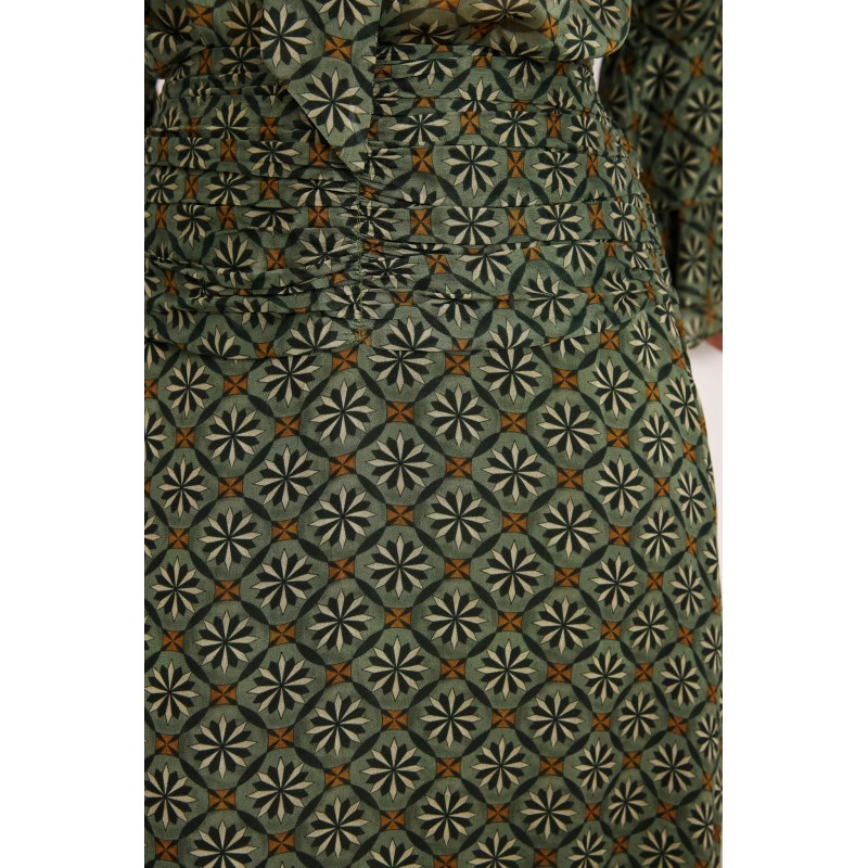 FALDA LARGA FLUIDA ESTAMPADA - VERDE