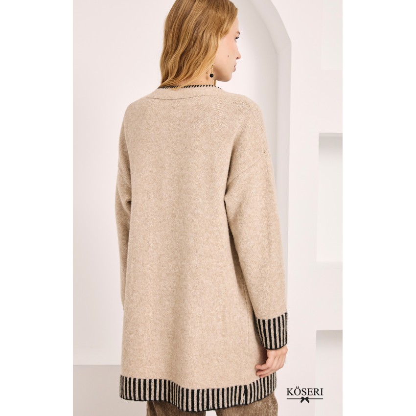 CARDIGAN LANA DETALLES CONTRASTE - CAMEL