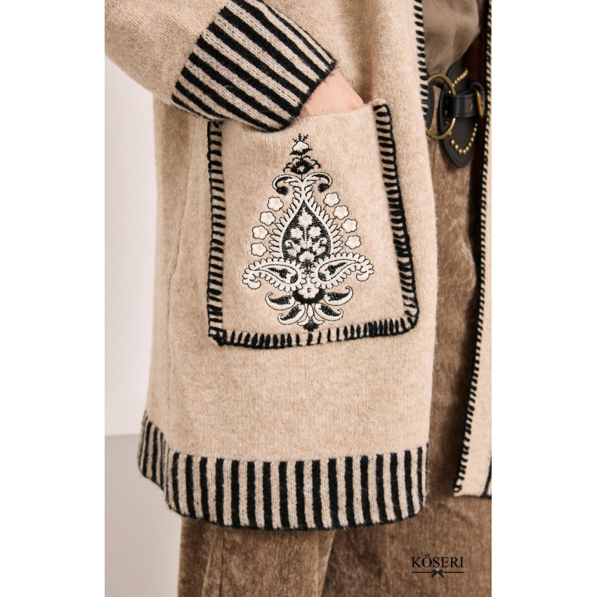 CARDIGAN LANA DETALLES CONTRASTE - CAMEL