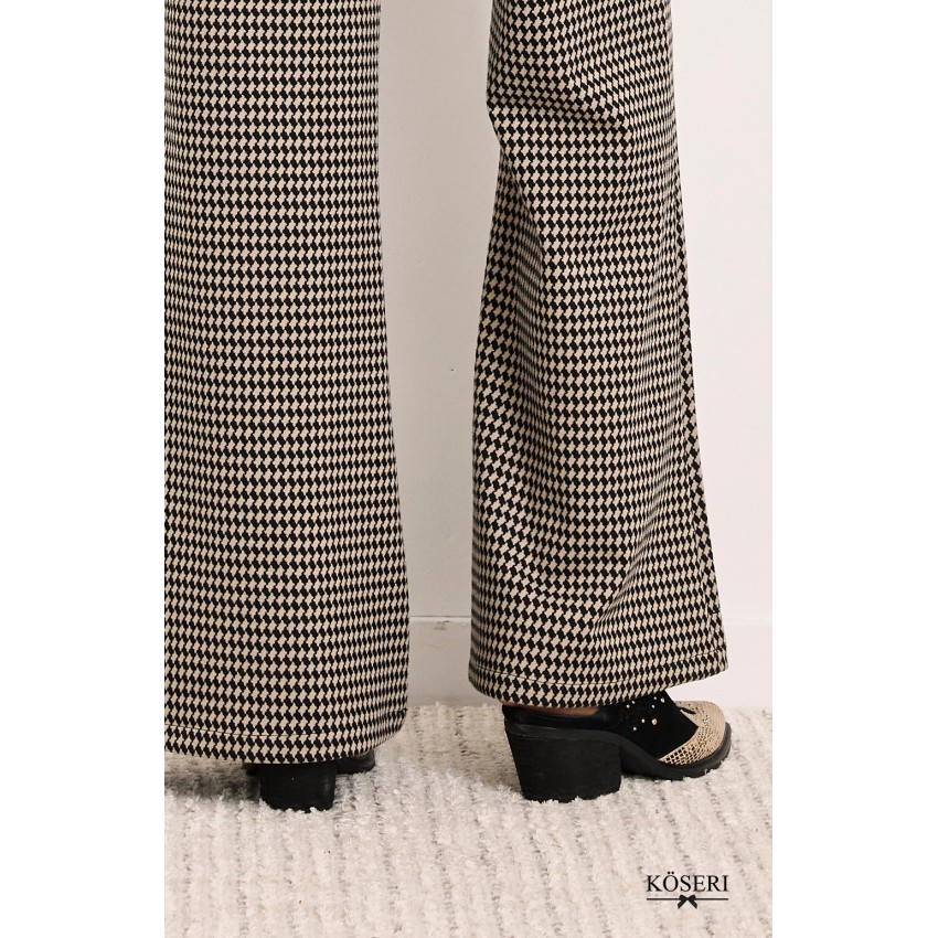 PANTALÓN WIDE LEG JACQUARD ADAMADO - NEGRO