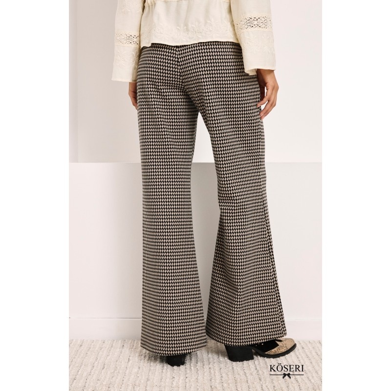 PANTALÓN WIDE LEG JACQUARD ADAMADO - NEGRO