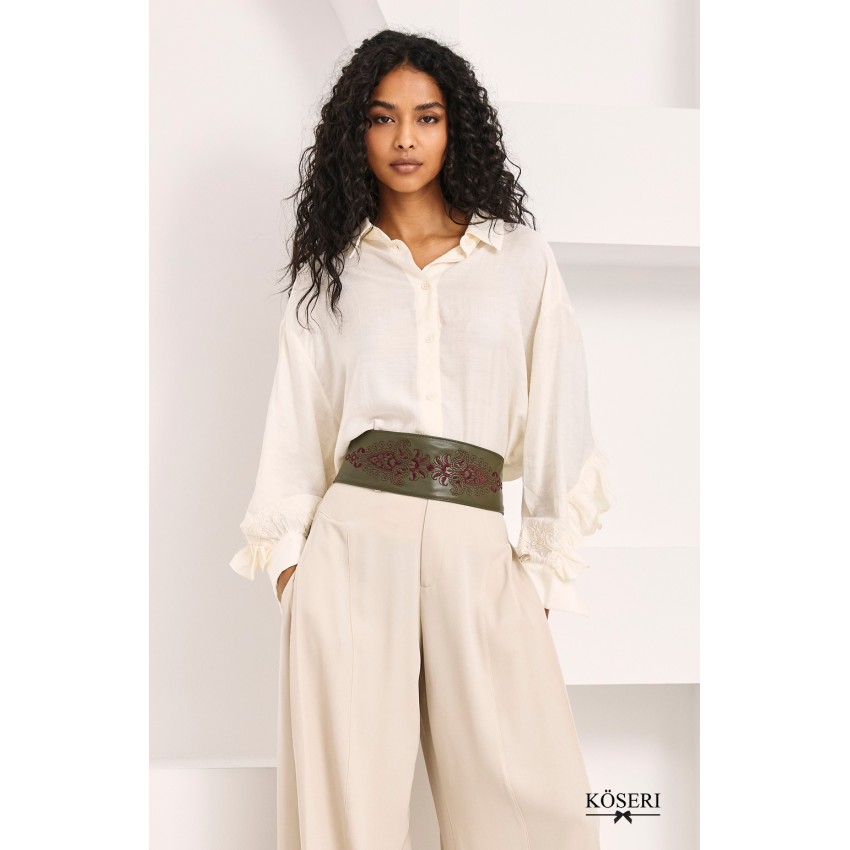 BLUSA VOLANTES ESPALDA BORDADA - IVORY