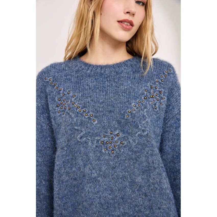 JERSEY FILIGRANAS TACHUELAS - AZUL