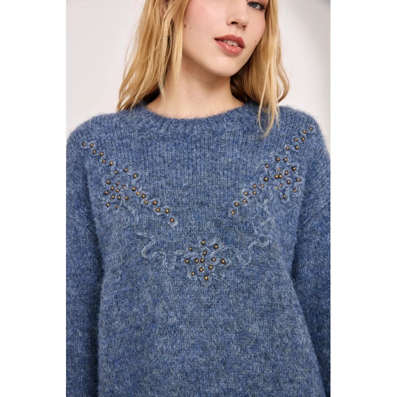 JERSEY FILIGRANAS TACHUELAS - AZUL
