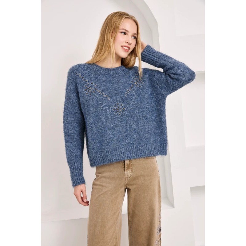 JERSEY FILIGRANAS TACHUELAS - AZUL