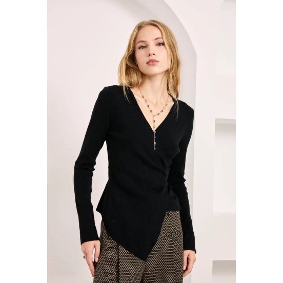 TOP CRUZADO ASIMETRICO - NEGRO