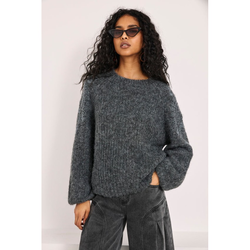 JERSEY DE LANA MANGAS JOYA OVERSIZED - GRIS