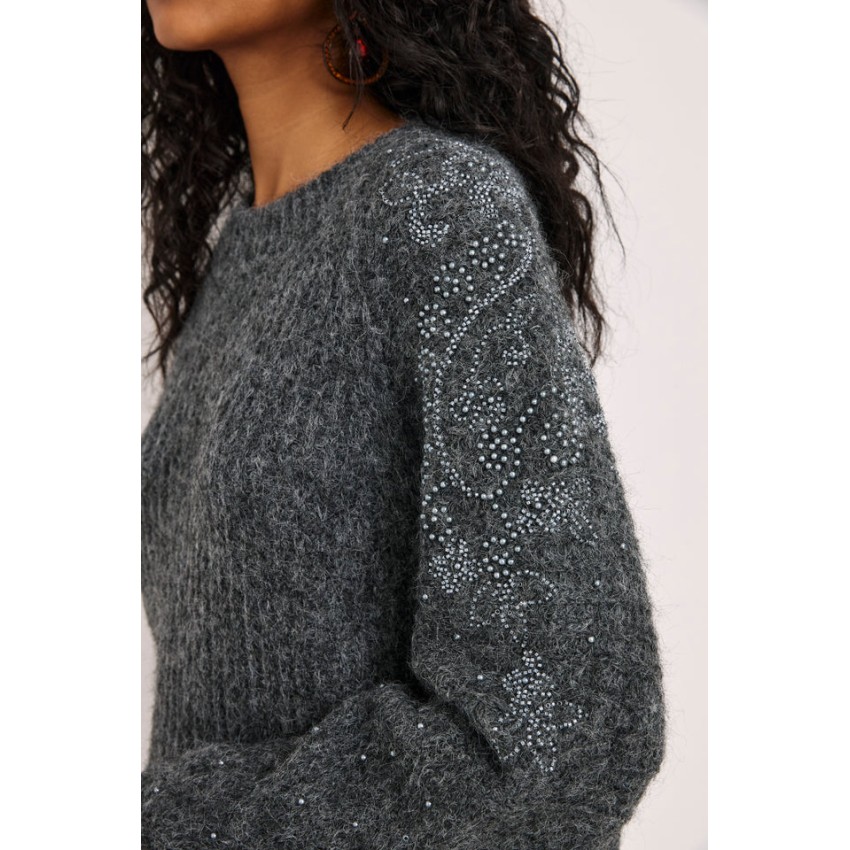 JERSEY DE LANA MANGAS JOYA OVERSIZED - GRIS