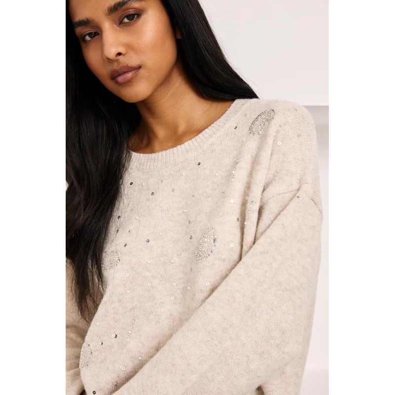 JERSEY OVERSIZED PAISLEY LENTEJUELAS - IVORY