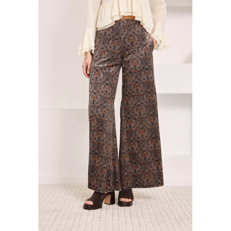 PANTALÓN TERCIOPELO PAISLEY - TAUPE