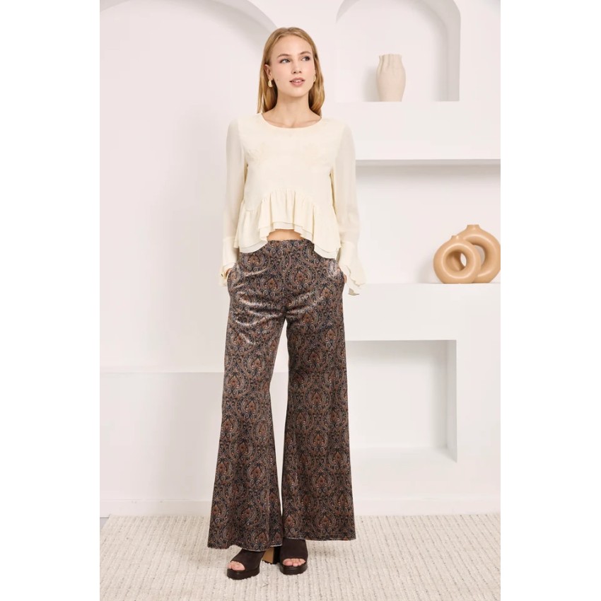 PANTALÓN TERCIOPELO PAISLEY - TAUPE