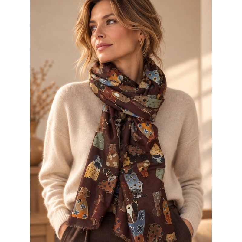 PASHMINA PERRITOS MARRON