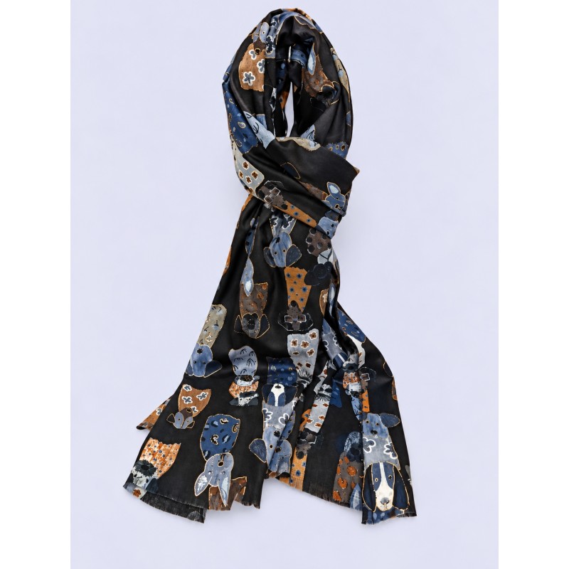 PASHMINA PERRITOS NEGRO