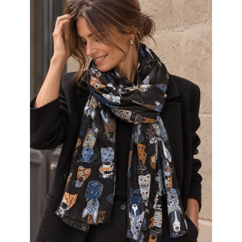 PASHMINA PERRITOS NEGRO