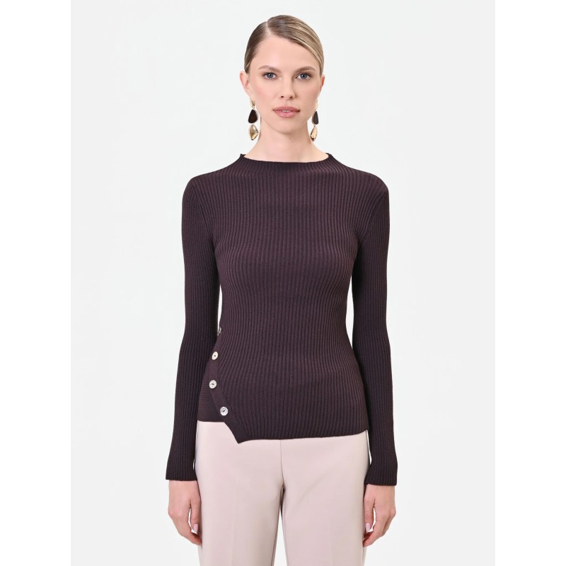 JERSEY CANALE FINO ASIMETRICO MARRON