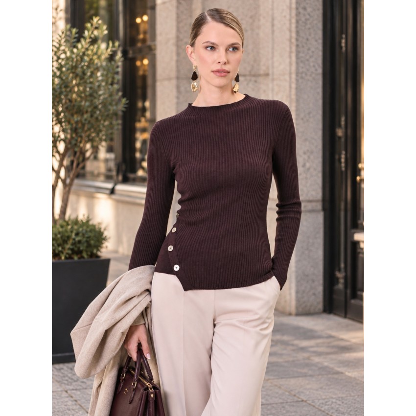 JERSEY CANALE FINO ASIMETRICO MARRON