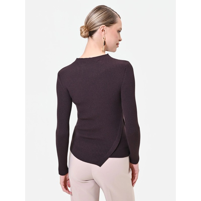 JERSEY CANALE FINO ASIMETRICO MARRON
