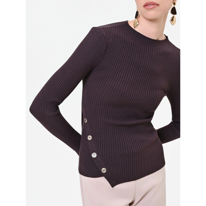 JERSEY CANALE FINO ASIMETRICO MARRON