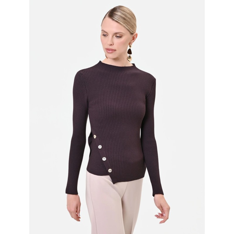 JERSEY CANALE FINO ASIMETRICO MARRON