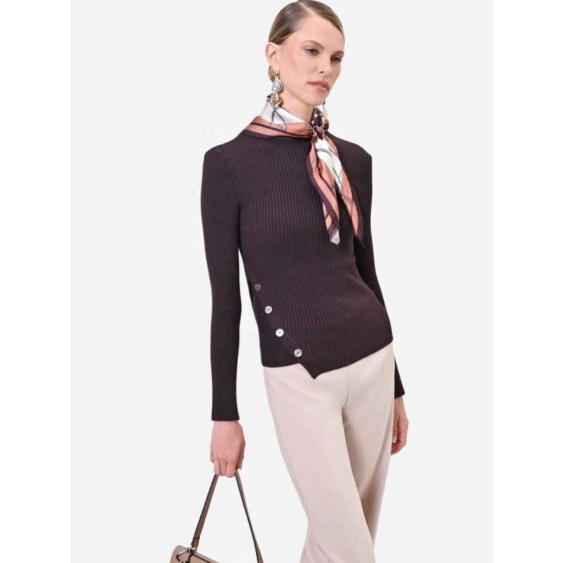 JERSEY CANALE FINO ASIMETRICO MARRON