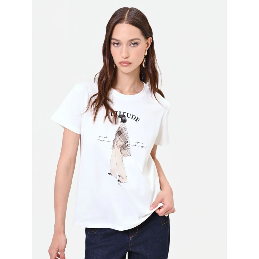 CAMISETA BLANCA ESTAMPADO ATTITUDE CRISTALES