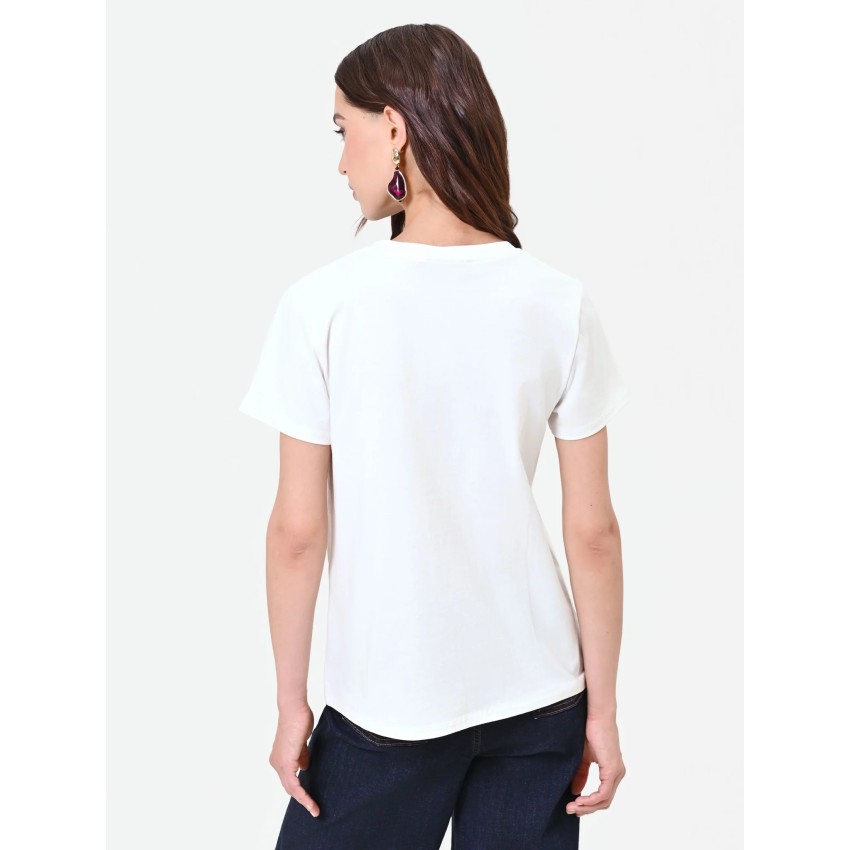 CAMISETA BLANCA ESTAMPADO ATTITUDE CRISTALES