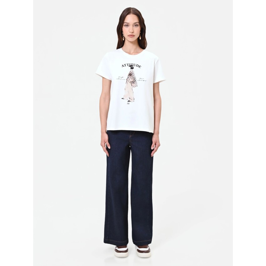 CAMISETA BLANCA ESTAMPADO ATTITUDE CRISTALES