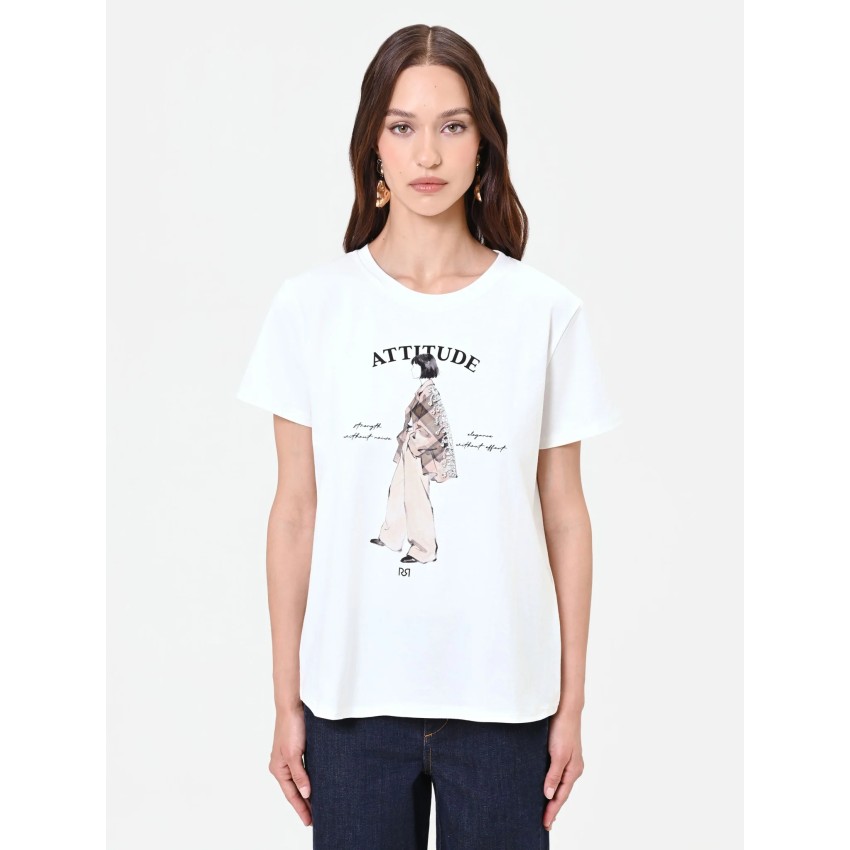 CAMISETA BLANCA ESTAMPADO ATTITUDE CRISTALES