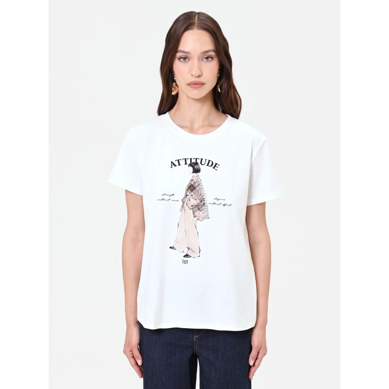 CAMISETA BLANCA ESTAMPADO ATTITUDE CRISTALES