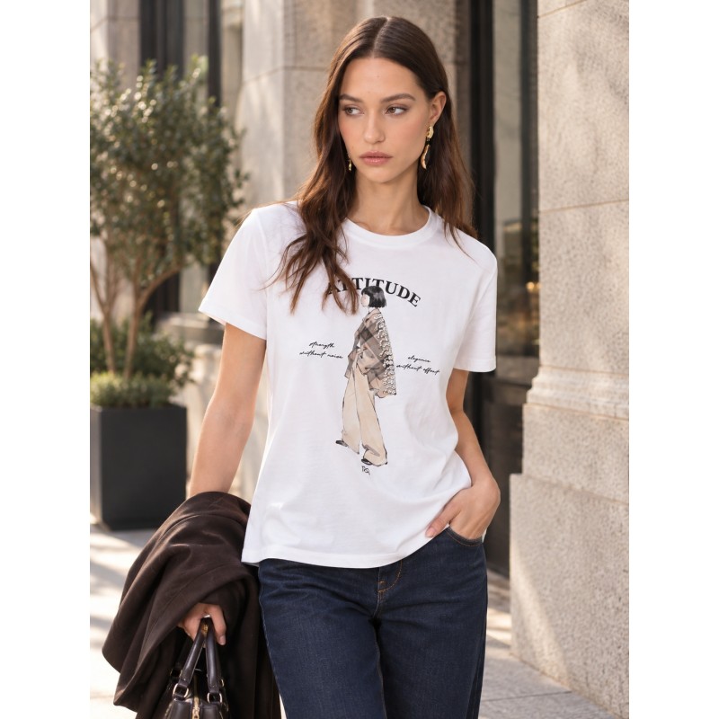 CAMISETA BLANCA ESTAMPADO ATTITUDE CRISTALES