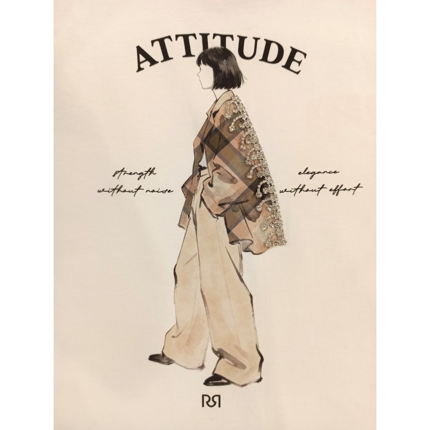 CAMISETA BLANCA ESTAMPADO ATTITUDE CRISTALES