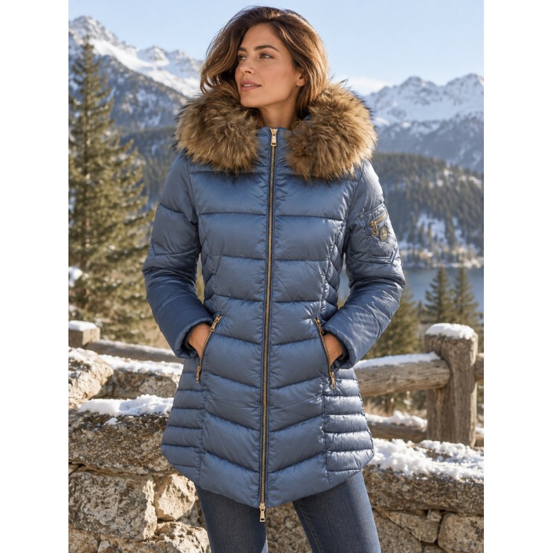 PLUMIFERO LARGO AZUL JEANS