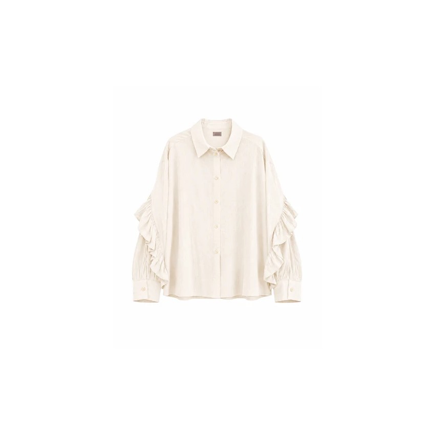 BLUSA VOLANTES ESPALDA BORDADA - IVORY