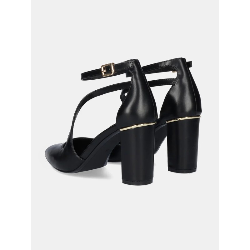 ZAPATO ABIERTO PIEL NEGRO Y TACÓN EXE